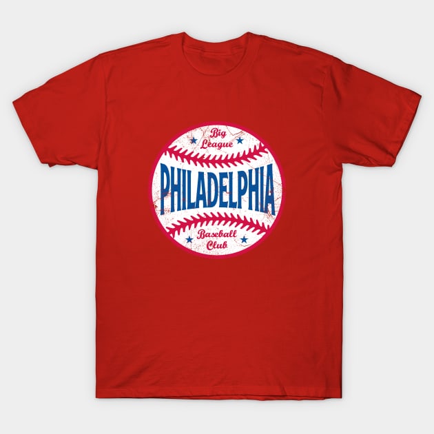 Philadelphia Retro Big League Baseball - Red T-Shirt by KFig21